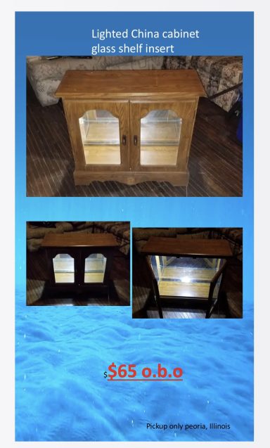 Lighted China cabinet glass shelf insert